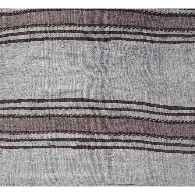 Textile Vintage Turkish Kilim Runner With Gray and Brown Stripes 2'5 X 10'5 For Sale - Image 7 of 9