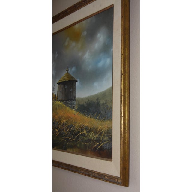 Traditional 1960s Vintage Hector Salas Framed Oil on Canvas Outhouse Rural Landscape Painting For Sale - Image 3 of 13