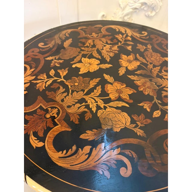 Antique Italian Ebonised and Marquetry Inlaid Pedestal Occasional Centre Table or Plant Stand, 1860 For Sale - Image 9 of 12