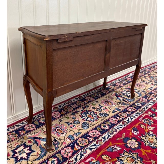 Antique French Chest of Drawers Console Serpentine Carved Walnut Louis XV c.1920 For Sale - Image 17 of 18