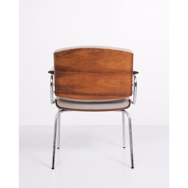 Conference Chairs in Rosewood and Light Grey Fabric from Duba, 1960s, Set of 4 For Sale - Image 9 of 11
