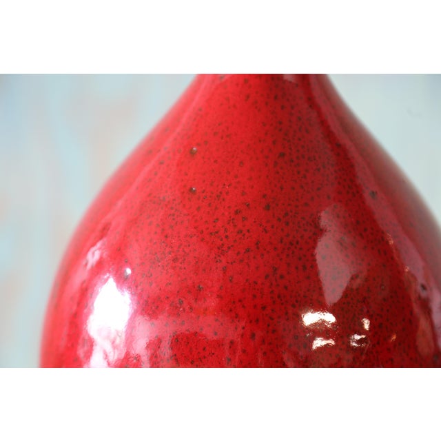 1960s Monumental Vintage Designer Italian Style Red Ceramic Table Lamps - A Pair For Sale - Image 6 of 12