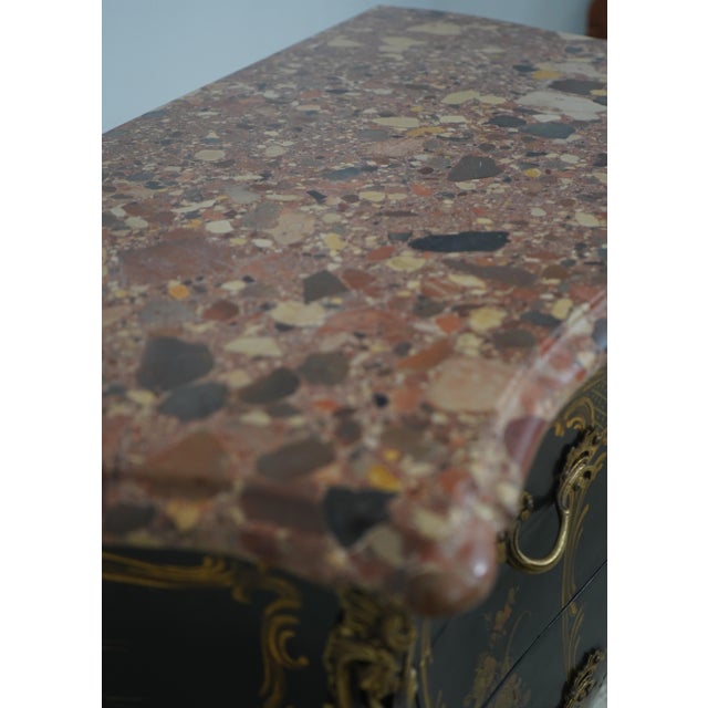 Brass Vintage French Louis XV Style Chinoiserie Painted Commode Chest For Sale - Image 8 of 18