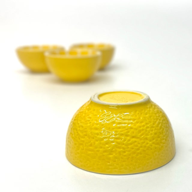 Yellow Whimsical Ceramic Grapefruit Bowls - Set of 4 For Sale - Image 8 of 8
