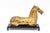 A vintage Chinese Han style gilded wooden horse sculpture of the head, mane, and muscular body in gold leaf with aged...
