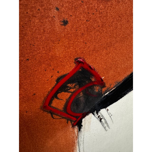 Large original abstract mixed media painting on canvas from the 1980s by Jack Compton. The work features a restrained...