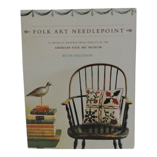 Folk Art Needlepoint Hardcover Book For Sale