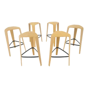 Molded Bent Plywood Bar Stools by Davis - Set of 6