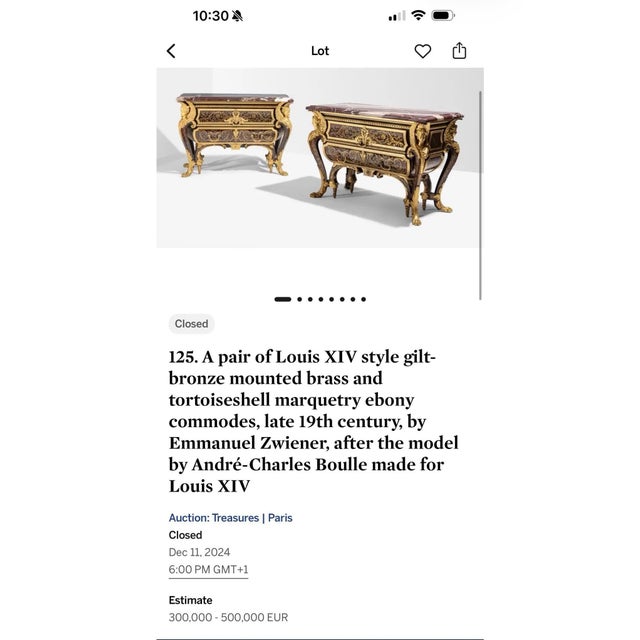 Louis XV-Style Boulle Commode With Gilt Bronze Mounts & Marble Top by Maitland Smith For Sale - Image 9 of 10