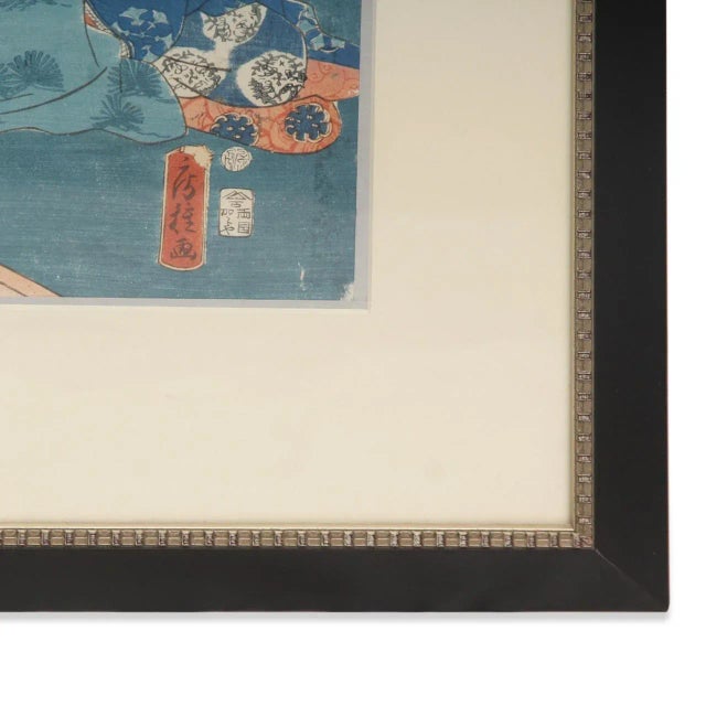 Early 19th Century 1830s Japanese Triptych Artwork by Utagawa Kunisada For Sale - Image 5 of 5