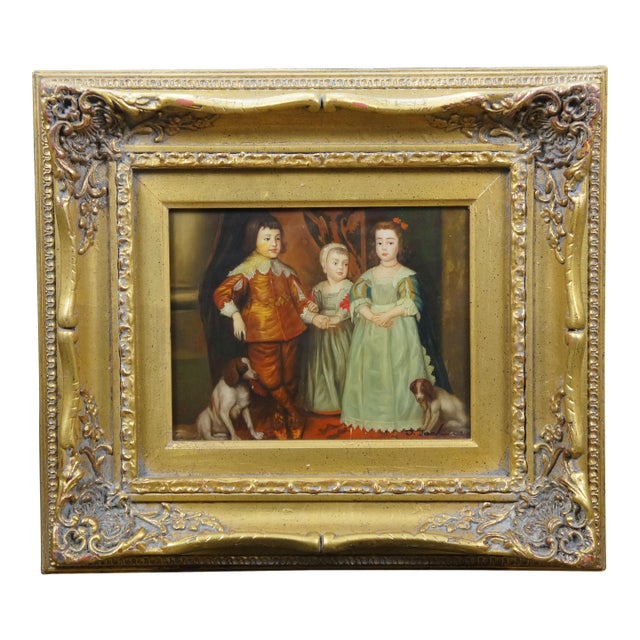 Late 20th Century Charles II James Duke of York Princess Mary Oil Painting Van Dyck Henry Stone For Sale