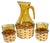 Rustic European Vintage Amber Glass Pitcher & Six Tumblers With Woven Wicker Sleeves, Set of 7 For Sale - Image 3 of 9
