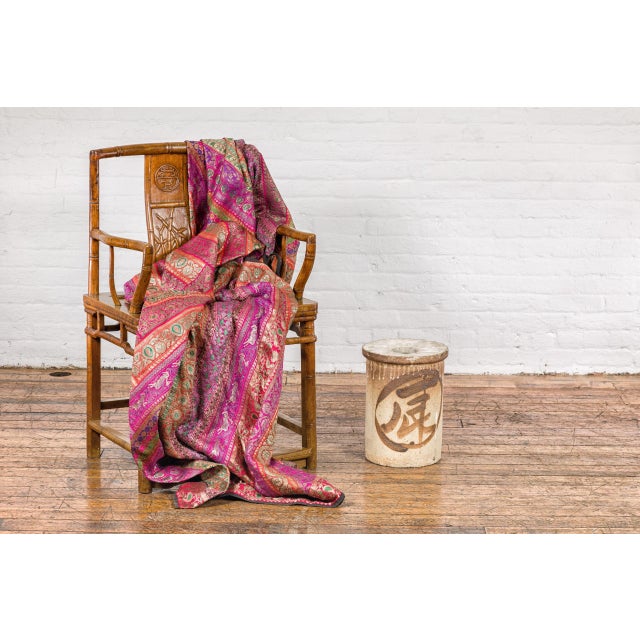 Antique Japanese Seto Ware Plant Stand with Calligraphy Décor For Sale - Image 12 of 12