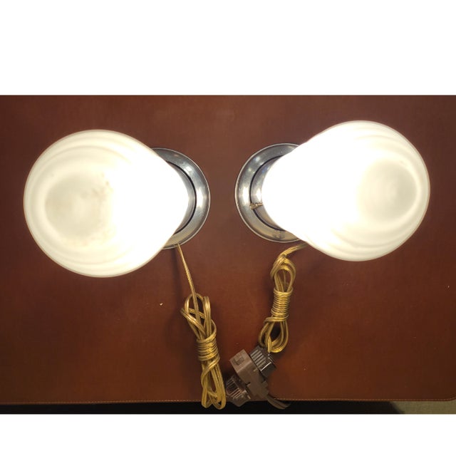 Chrome Pair of Antique Art Deco Bullet Lamps For Sale - Image 8 of 9