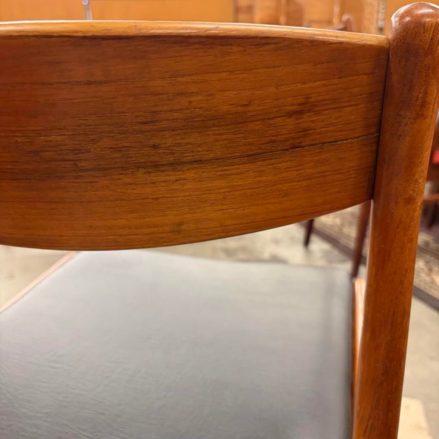 Brown Danish Teak Vintage Low Back Dining Chairs With New Foam and Vinyl - Set of 4 For Sale - Image 8 of 14
