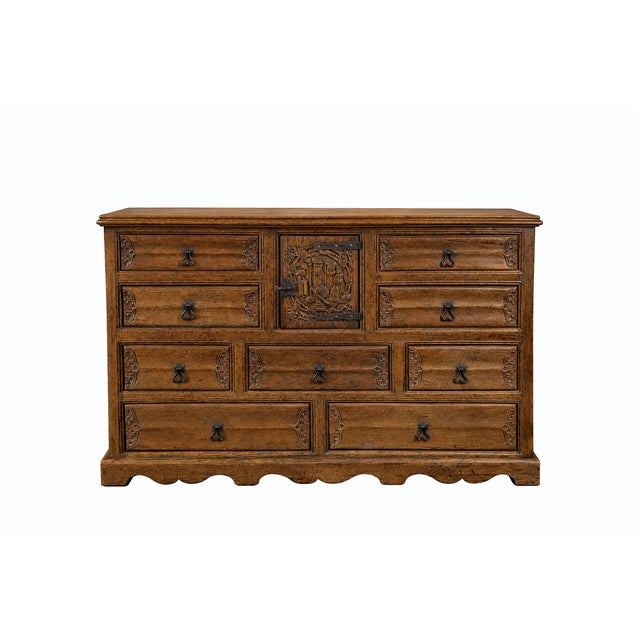 Antique Chest of Drawers in Black Forest Carved Oak, 1800s For Sale - Image 10 of 10