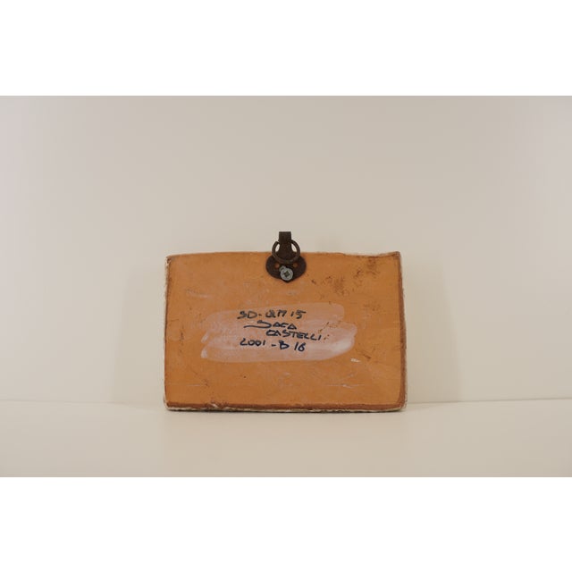 Blue Hand-Painted Castelli Maiolica Portrait Tile For Sale - Image 8 of 14