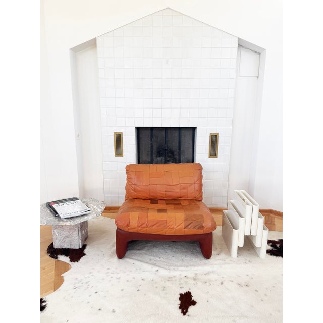 Brown Swedish 1970s Leather Patchwork Lounge Chair by Overman, Similar to DeSede Ds11 For Sale - Image 8 of 10