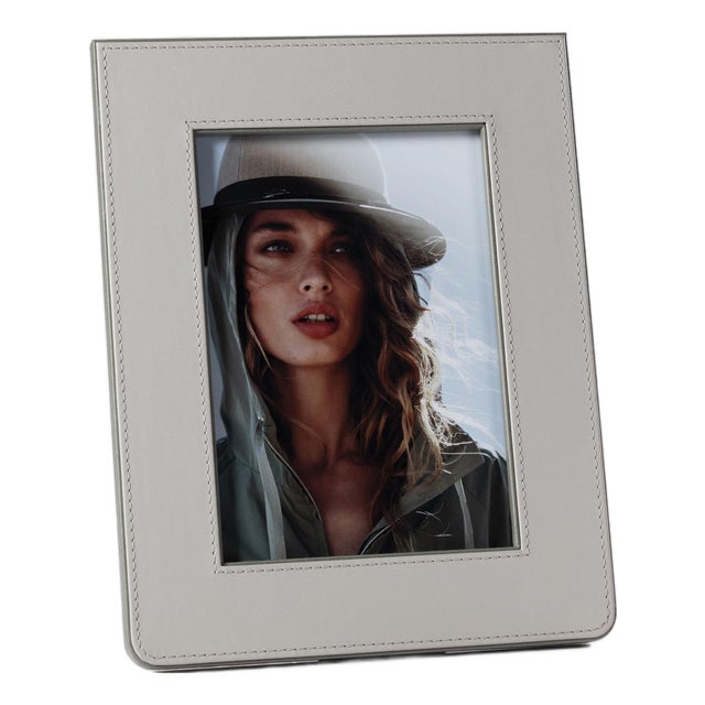 Nappa Leather Photo Frame, Gray & Sage- 5" x 7" For Sale