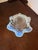 1950s Vintage Blue Opalescent Glass Candlestick & Decorative Bowl 2 Piece Set For Sale - Image 5 of 7