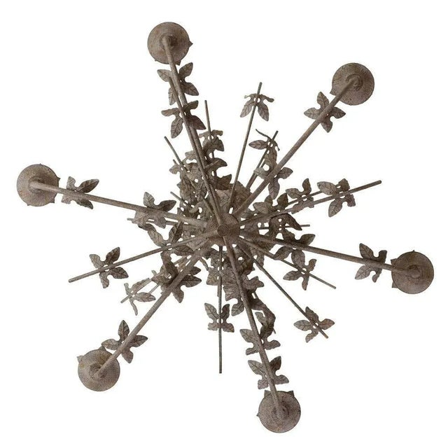 American Six Arm Leaf Chandelier For Sale - Image 3 of 4
