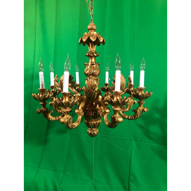 Vintage Italian Hand Carved Eight Light Chandelier For Sale - Image 13 of 13