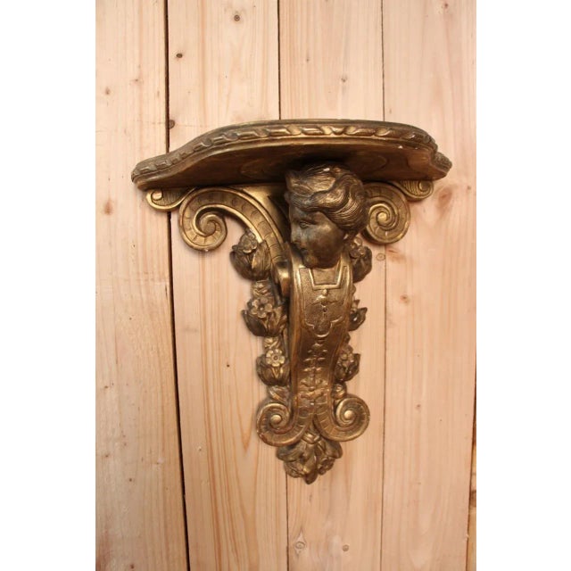 Large Antique Wall Console in Gilded Wood For Sale - Image 5 of 9