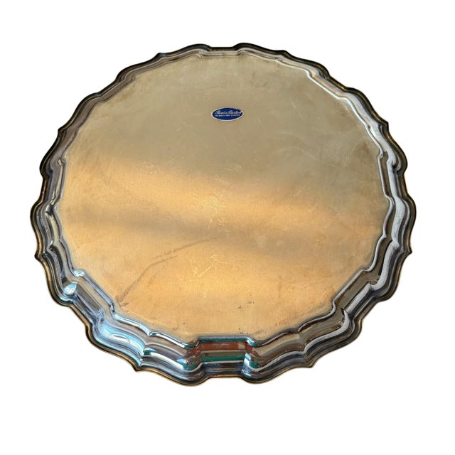 Mid 20th Century Vintage Reed & Barton Chippendale Silver Plate Floral Serving Tray 14” For Sale - Image 5 of 14