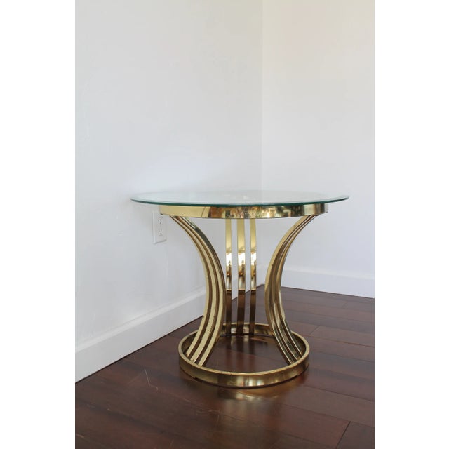 Art Deco Vintage 1980s Art Deco Brass Side Table For Sale - Image 3 of 10