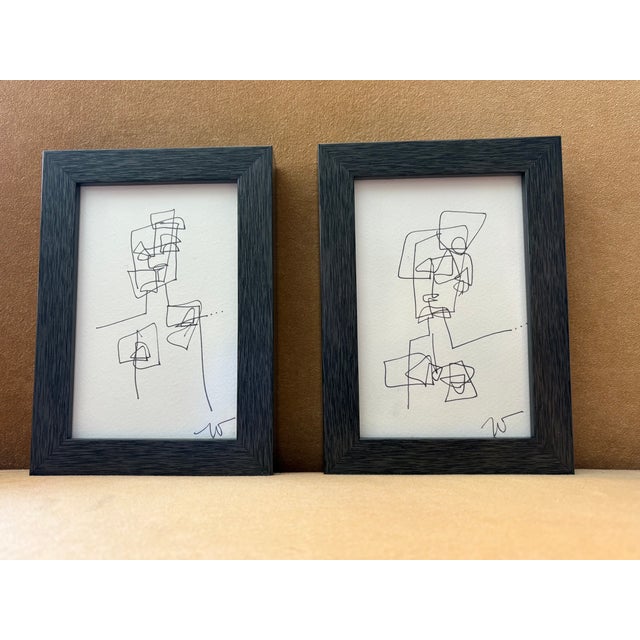 Contemporary 2025 Wellon Bridgers Abstract Ink Drawings, a Pair For Sale - Image 3 of 9