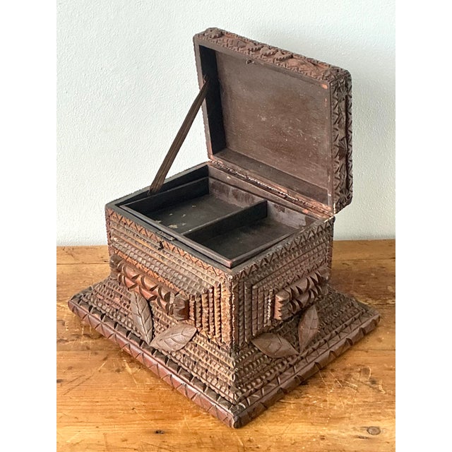 Vintage Boho Monumental Tramp Art Box For Sale - Image 9 of 12