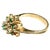 14k Gold Emerald and Diamond Floral Cluster Cocktail Ring Vintage For Sale - Image 4 of 8