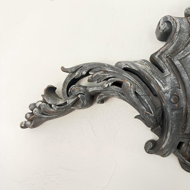 Late 20th Century Hand Carved Gray Wood Architectural Wall Plaque For Sale - Image 5 of 8