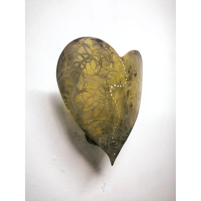 Brown Heart-Shaped Wall Lamp in Brass, 1960s For Sale - Image 8 of 18