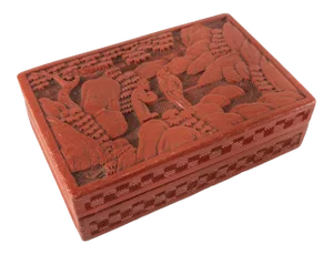 Chinese Red Carved Cinnabar Lacquer Trinket Box