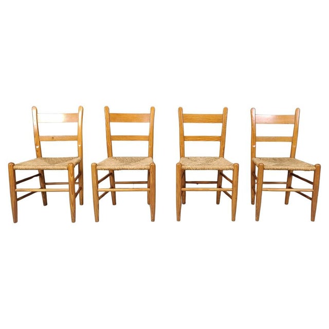 Mid-Century Oak and Wicker Dining Chairs, 1970s, Set of 4 For Sale - Image 13 of 13