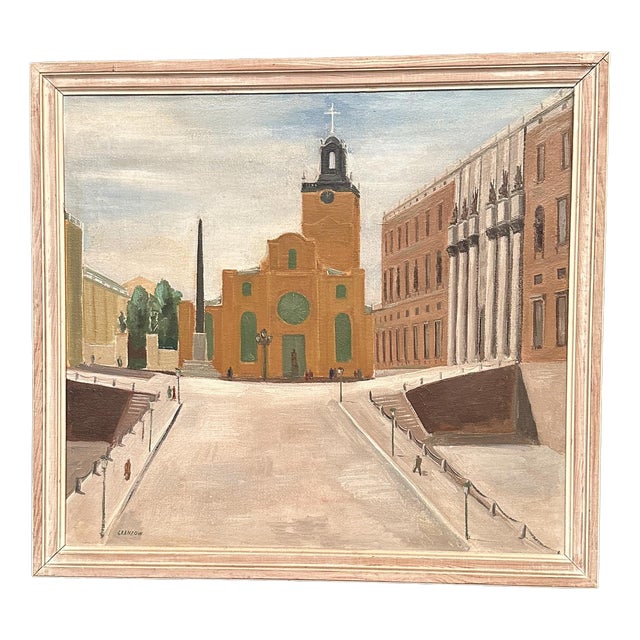 Stig Granzow, Slottbacken, 1950s, Oil on Canvas, Framed For Sale