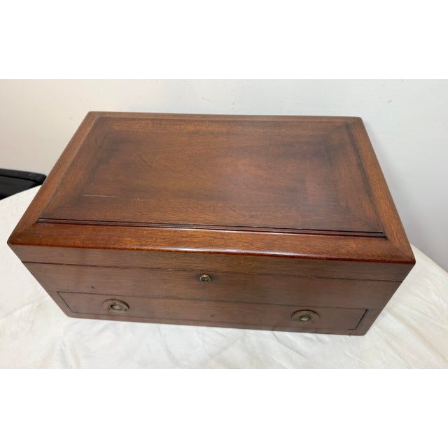 Brass Large Antique J Wanamaker 1800's Wood Brass Flatware Silverware Box Display Case For Sale - Image 8 of 14