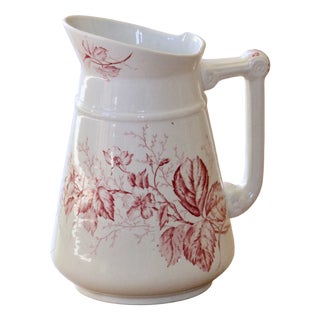 Large Antique Wash Jug in Pink Ironstone from Imperial Bonn, 1865 For Sale