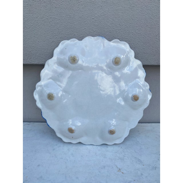 French Blue & White Faience Oyster Platter Moustiers Style, Circa 1940 For Sale In Austin - Image 6 of 9