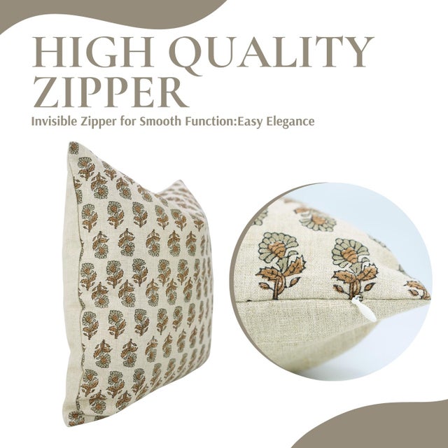 Fabdivine Ashoka Pure Linen Pillow Covers 12x20 Handmade Block Print Accent Lumbar Cushion Cover For Sale - Image 6 of 9