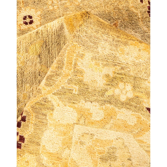 Textile Eclectic Hand-Knotted Area Rug - Green, 4' 1" x 6' 2" For Sale - Image 7 of 8