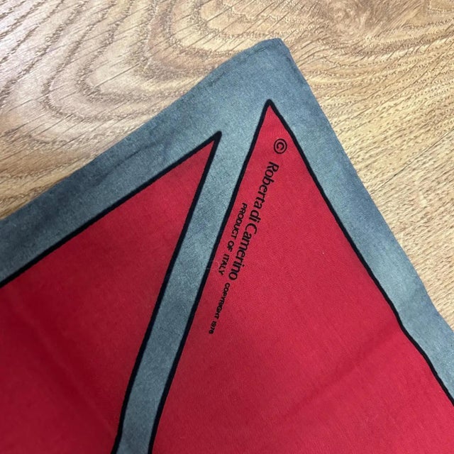 Textile 1980s Iconic Italian Red and Gray Silk Scarf by Roberta Di Camerino For Sale - Image 7 of 7