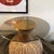 Vintage 1980s solid yellow pine tassel table is just beautiful in its detail and natural finish. Features brass plate (...