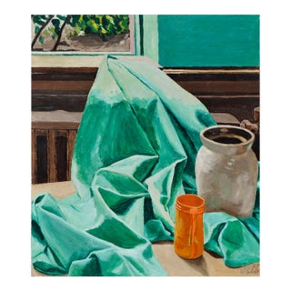 Mid Century Still-Life With Green Drape by W. Gray For Sale