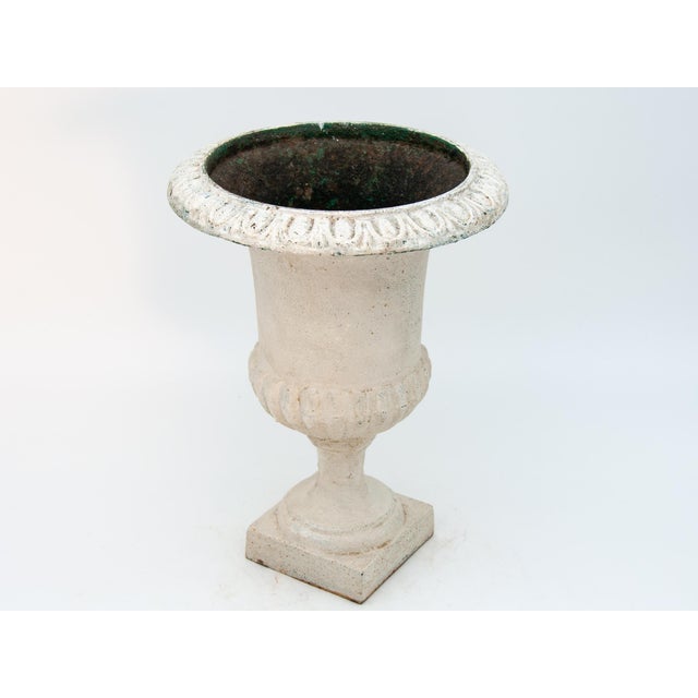 Antique White Cast Iron Petite Planters - A Pair For Sale - Image 8 of 9