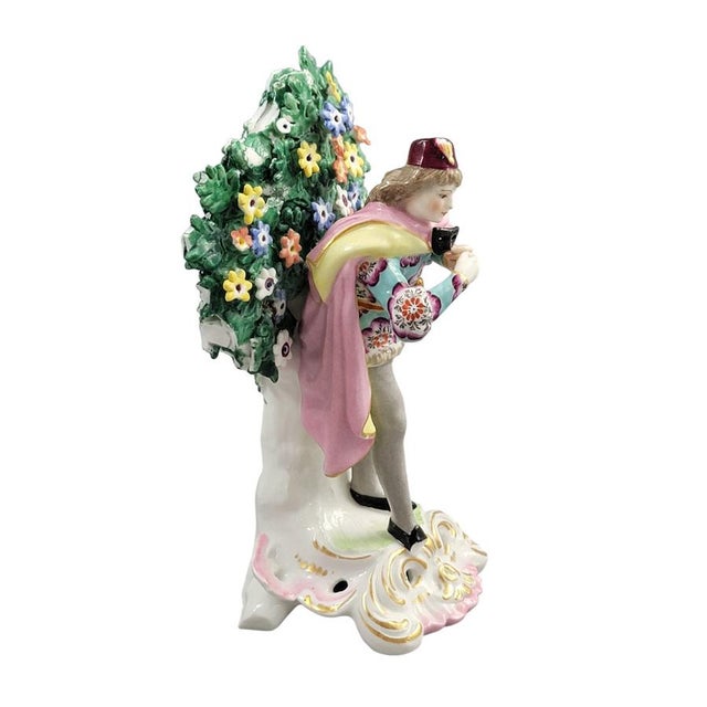 Chelsea Style Porcelain Figure of Actor with Mask from Edmé Samson Paris, 1860-1880 For Sale - Image 6 of 13