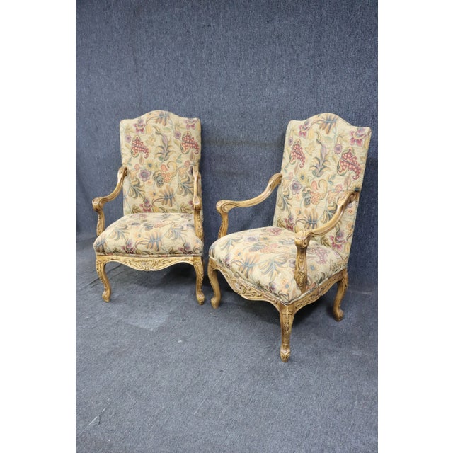 Late 20th Century Fruitwood Carved Armchairs/Pair For Sale - Image 5 of 12