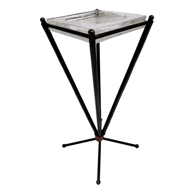 Sheathed Leather Vide Poche by Jacques Adnet, 1950s For Sale