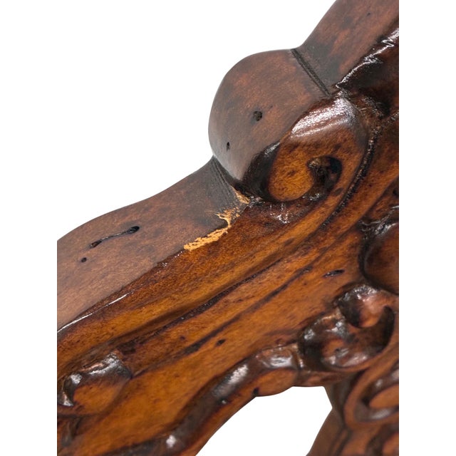 Late 20th Century Dutch Chippendale Style Carved Fruitwood & Leather Dining Chairs — Set of 4 For Sale - Image 9 of 10